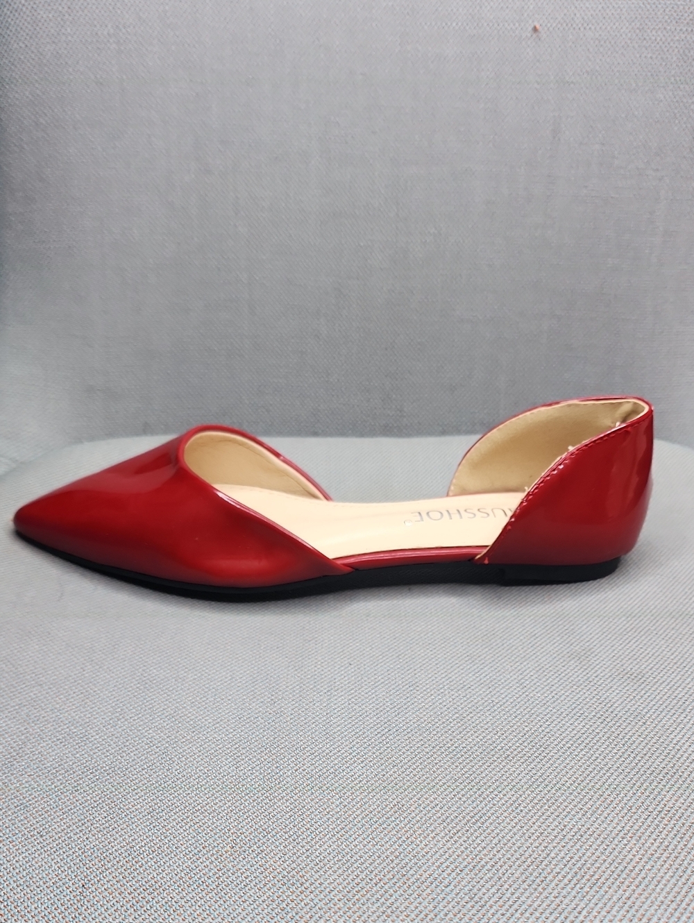 Patent Red Pointed D'Orsay Flats - Women's Stylish Loafers
